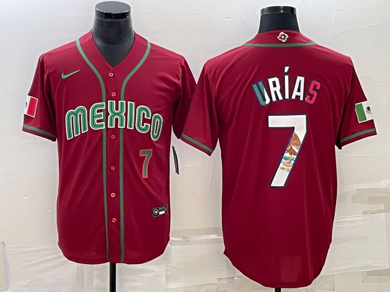 Men 2023 World Cub Mexico #7 Urias Red Nike MLB Jersey4->more jerseys->MLB Jersey